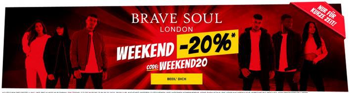 SportSpar: 20% Rabatt auf Brave Soul   z.B. Bomberjacke ab 11,99€ zzgl. Versand