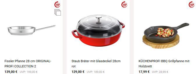 🥘 Zurbrüggen: 22% Rabatt auf Töpfe und Pfannen   z.B. Staub, Fissler, WMF