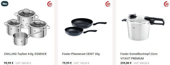 🥘 Zurbrüggen: 22% Rabatt auf Töpfe und Pfannen   z.B. Staub, Fissler, WMF