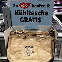 Zwei Iglo Produkte kaufen, eine Kühltasche gratis mitnehmen