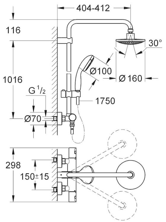 GROHE Vitalio Start 160 Duschsystem + Regendusche ab 199,95€ (statt 240€)