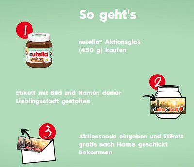Mit Nutella gratis Städteliebe Etikett gestalten