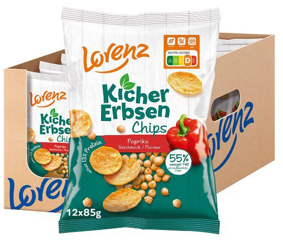 12x Lorenz Kichererbsenchips Paprika (je 85g) für 20,41€ (statt 24€)