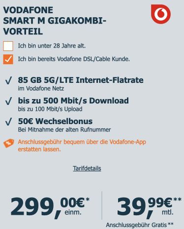 GigaKombi: Apple iPhone 14 Pro für 299€ + Vodafone 85GB 5G/LTE für 39,99€ mtl