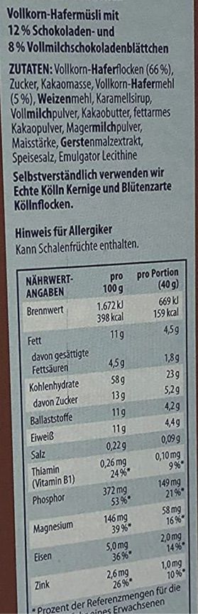 6x Kölln Müsli Schoko 30% weniger Zucker (600g) für 16€ (statt 23€)