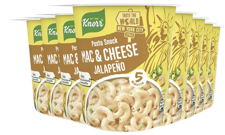 8x Knorr Pasta Snack Mac & Cheese Jalapeño (je 62g) für 8€ (statt 12€)