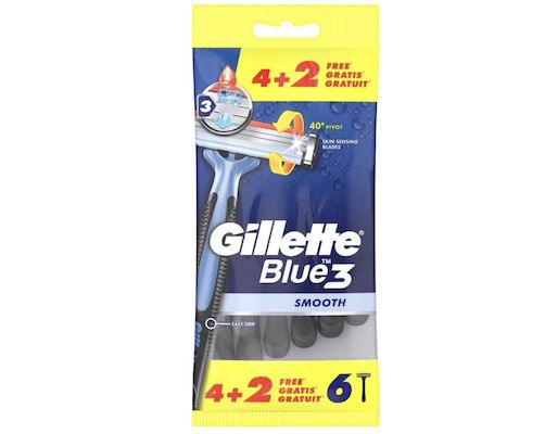 6x Gillette Blue 3 Smooth Einwegrasierer mit 3 fach Klinge für 2,24€   Prime
