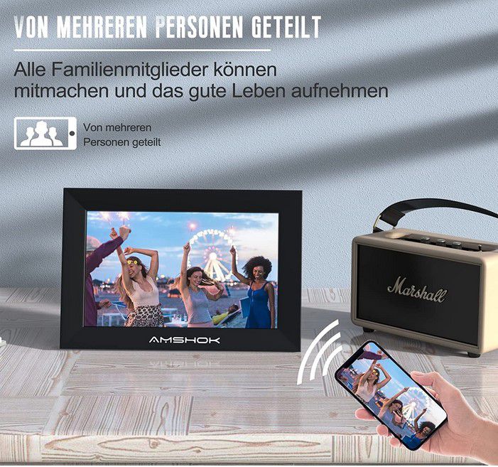 Amshok digitaler Touch Bilderrahmen mit App und WLAN für 42,49€ (statt 85€)