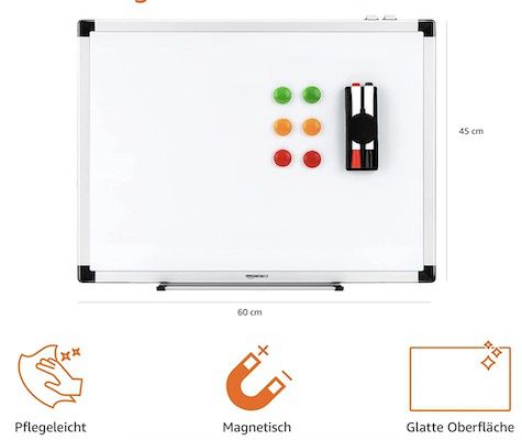 Amazon Basics magnetisches Whiteboard mit Aluminiumleisten für 17€ (statt 23€)