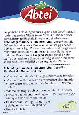 42er Pack Abtei Magnesium 500 Plus Extra Vital Depot ab 2,76€ (statt 5€)