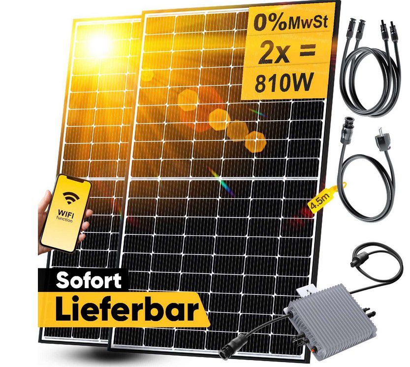 Solakon Balkonkraftwerk 600/810W Solaranlage Steckerfertig für 499€ (statt 597€)