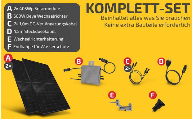 Solakon Balkonkraftwerk 600/810W Solaranlage Steckerfertig für 499€ (statt 597€)