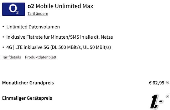 Samsung Galaxy S23 Ultra 256 GB für 1€ + o2 Allnet Flat unlimited 5G/LTE 62,99€ mtl.