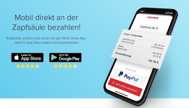 Pace Drive App: 5 Cent pro Liter Benzin/Diesel sparen   nur Neukunden