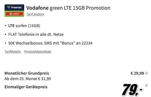 Xiaomi 13 5G für 79€ + Vodafone Allnet 15GB LTE für 29,99€ mtl. + 50€ Bonus