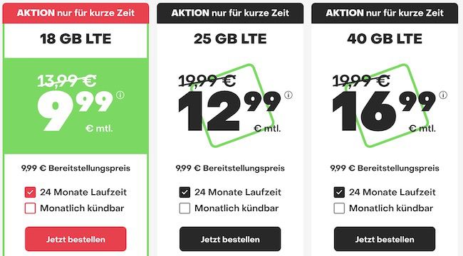 o2 Allnet Flat mit 25GB LTE für 12,99€ mtl. + monatlich kündbar