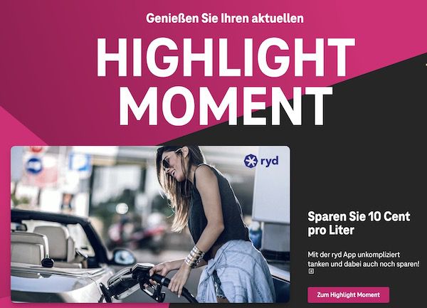 ryd pay: 10 Cent pro Liter Benzin/Diesel sparen   Telekom Magenta Kunden