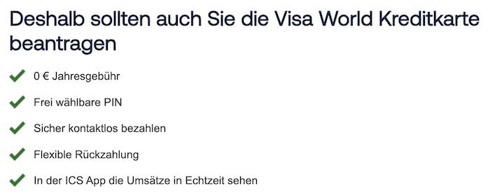 Visa World Card mit Wunsch PIN dauerhaft ohne Gebühr (EU weit)