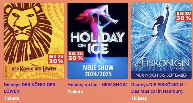 🦁 Bis zu 50% Rabatt auf Tickets für Musicals, Konzerte, Festivals u.v.m.