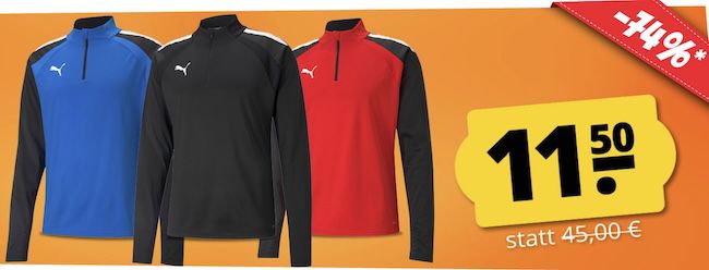 👕 Puma teamLIGA 1/4 Zip Trainingsshirt für 16,45€ (statt 23€)