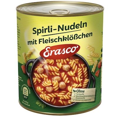 🍝 4x Erasco Spirli-Nudeln mit Fleischklößchen, 800g ab 8,96€ (statt 13€)