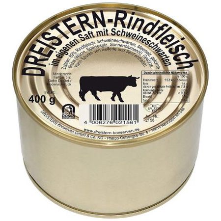 Dreistern Rindfleisch im eigenen Saft, 400g ab 3,44€   Prime Sparabo