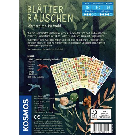 Kosmos Blätterrauschen   Jahreszeiten im Wald, Roll & Write Spiel für 6€ (statt 13€)   Prime