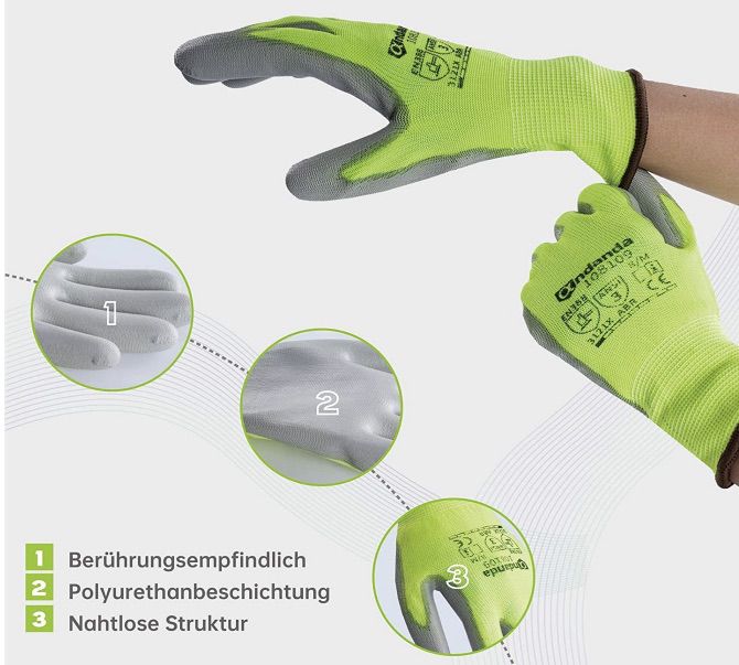 12 Paar Arbeitshandschuhe mit PU Beschichtung für 11,59€ (statt 29€)