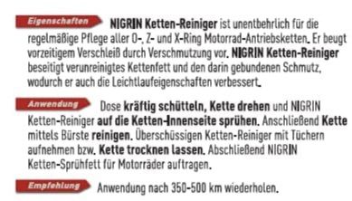 2x NIGRIN Kettenreiniger für Motorräder (500 ml) für 5,98€