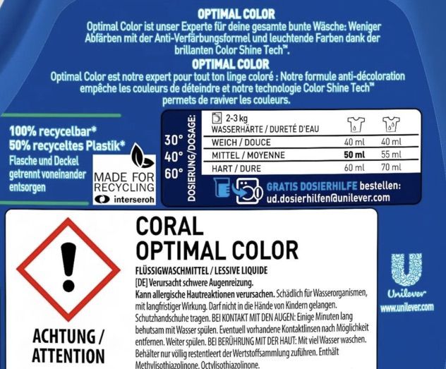 3L Coral Colorwaschmittel Optimal Color XXL ab 7,83€ (statt 13€)