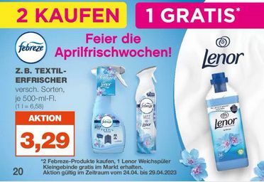 real: 2 Febreze Produkte kaufen, 1x Lenor Weichspüler gratis dazu