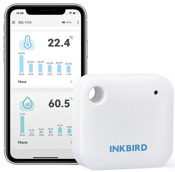 Inkbird WLAN Thermo  & Hygrometer mit App Anbindung für 17,98€ (statt 30€)