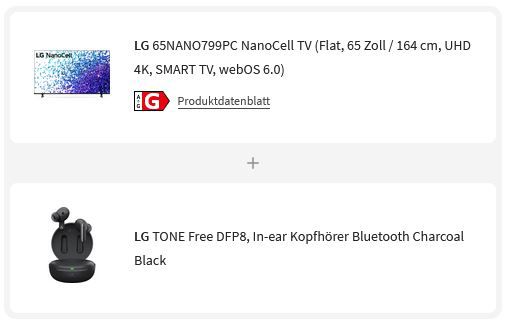 LG 65NANO799PC 65 NanoCell TV + LG TONE Free DFP8 inEar ab 749€ (statt 932€)