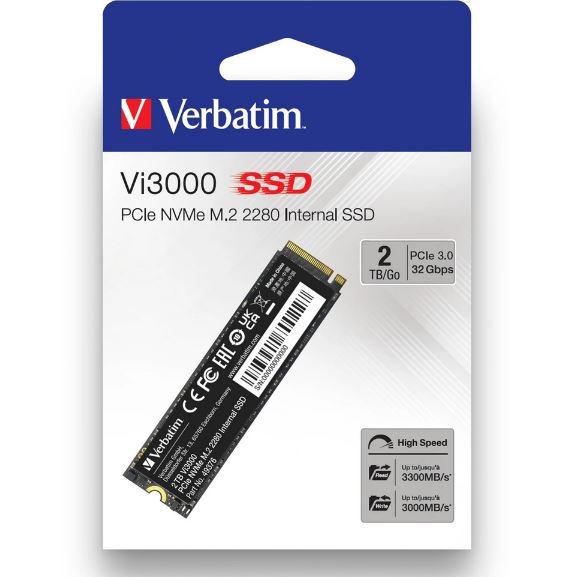 Verbatim Vi3000 PCIe 3.0 NVMe M.2 SSD mit 2TB für 81,89€ (statt 90€)