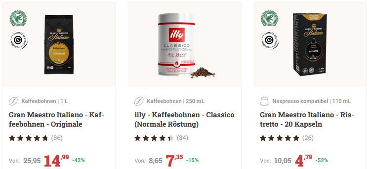 Cafori Kaffee Deals mit 25% Extra Rabatt   z.B. 12x illy Classico Bohnen für 66€ (statt 80€)