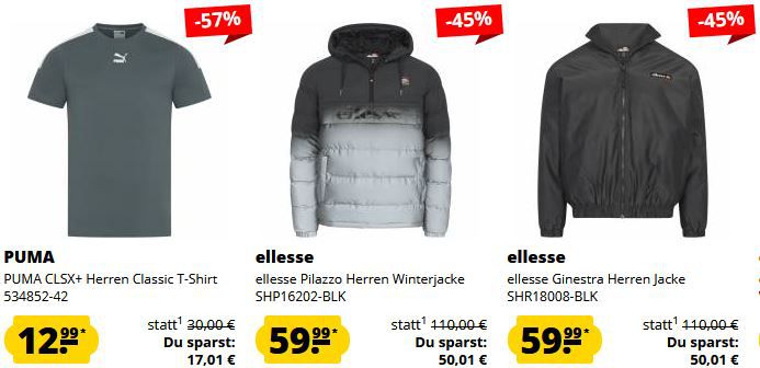 🔥 SportSpar 3 für 2 Aktion   adidas, ellesse, Puma, Jelex und mehr