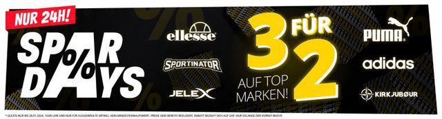 🔥 SportSpar 3 für 2 Aktion   adidas, ellesse, Puma, Jelex und mehr