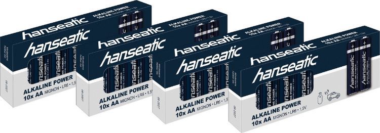 40er Pack Hanseatic Alkaline Power, AA Mignon Batterie ab 7,99€ (statt 13€)