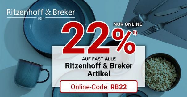 Zurbrüggen: 22% Rabatt auf fast alle Ritzenhoff & Breker Artikel