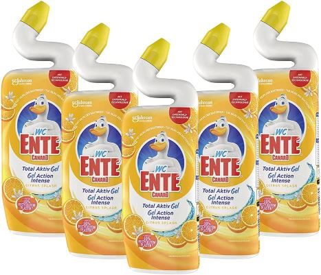 5er Pack WC Ente Total Aktiv Gel WC Reiniger ab 7,32€ (statt 9€)