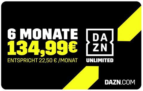 6 Monate DAZN Unlimited Gutscheinkarte für 134,99€ (statt 180€)