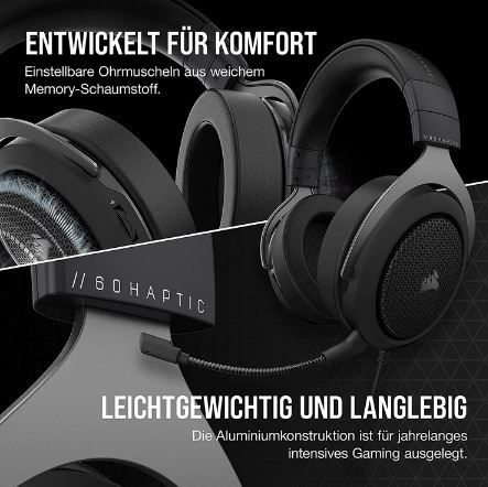 Corsair HS60 Haptic Carbon Gaming Headset für 79,99€ (statt 94€)