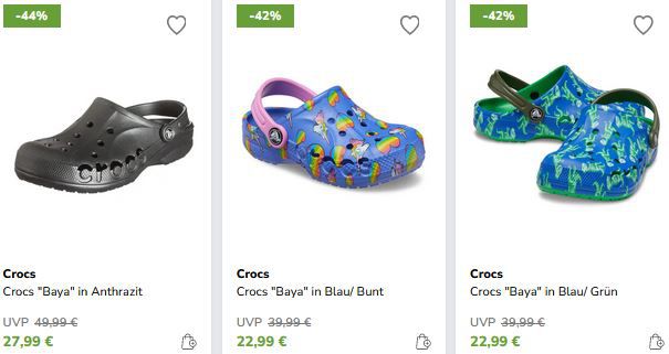 Limango: Bis zu 57% Rabatt auf Crocs   z.B. Crocs Pantoletten Baya II ab 16,99€