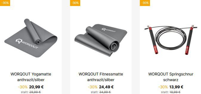 Geomix: 30% Rabatt auf WORQOUT Fitness Zubehör   z.B. Expander für 13,99€ (statt 27€)