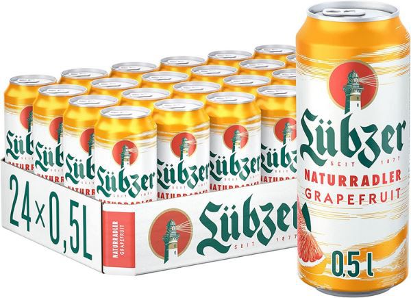 24x Lübzer Naturradler Grapefruit, 0,5L Dose für 13,29€ + Pfand (statt 21€)