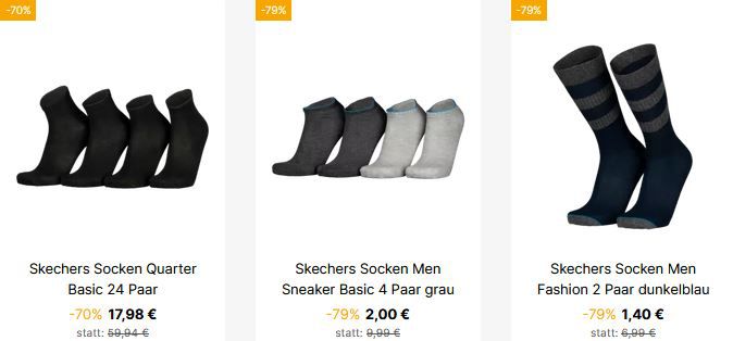 Geomix: Skechers Socken Sale ab 1€   VSK Frei ab 40€