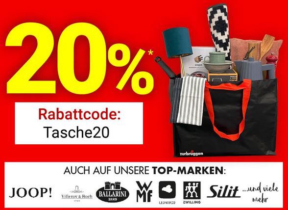 Zurbrüggen: 20% Rabatt auf fast ALLES   Haushalt, Deko, Textil & Leuchten