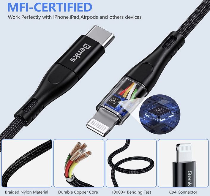 20W USB C Ladegerät mit Kabel & MFI Zertifizierung für 22,19€ (statt 37€)
