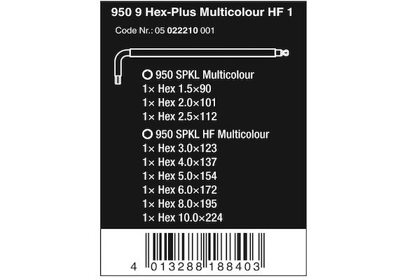 Wera 950/9 Hex Plus Multicolour HF 1 Winkelschlüsselsatz für 24,74€ (statt 28€)
