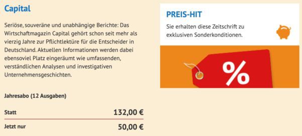 💰 Capital Jahresabo 12 Ausgaben für 50€ (statt 132€) 💶 direkt ohne Prämie